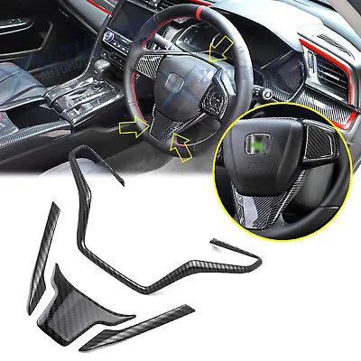 4pc Interior Steering Wheel Frame Strip Decor Cover Trim For Honda Civic 2016-21 • $31.99