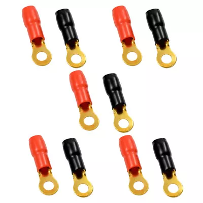 10 Pack Wire Crimp Cable 4 AWG 4 Gauge 5/16  Ring Terminals 5/16 Red Black Boots • $7.20