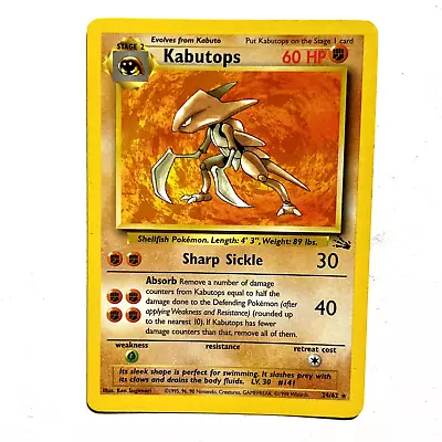 Kabutops 24/62 LP Regular Rare Fossil Unlimited Pokémon TCG See Photos • $3.29