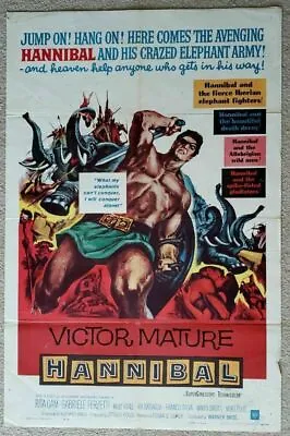 $39.99 • Buy Hannibal 1960 Victor Mature Gabriele Ferzetti Rome Original One Sheet Poster GVG