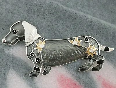 £8.50 • Buy DACHSHUND DOG MAGNETIC BROOCH Charcoal Grey Paw Sausage Dogs BROACH Pin Scarf UK