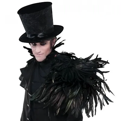 Raven Costume Shoulder Wig Adult Black Feather Gothic Halloween Fancy Dress • $21.74
