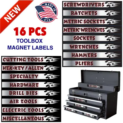 16PCS Magnetic Coded Tool Chest Steel Drawer Cabinet Labels Organizer Metal Box • $16.45