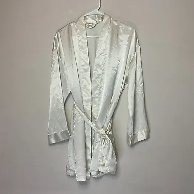 Victorias Secret Vintage One Size Robe White Sexy Lingerie Silky Bride Wedding • $17.49