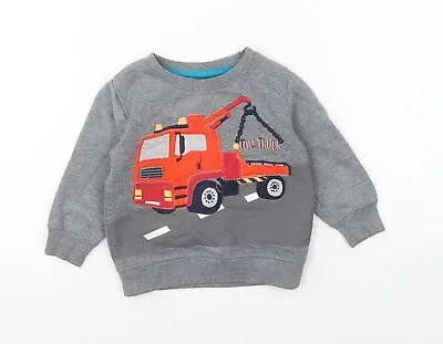 £3.25 • Buy Blue Zoo Boys Grey Cotton Pullover Jumper Size 12-18 Months Pullover - Tow Truck