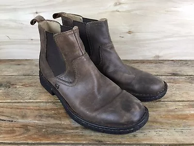 BORN Shoes Boots Mens Sz US 10.5 Aiden Chelsea Pull On Ankle Brown Leather M6714 • $44.99