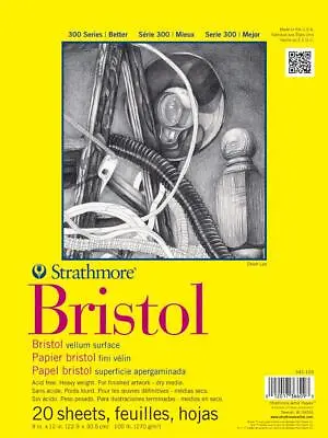 Strathmore 300 Series Bristol Paper Pad Vellum Tape Bound 9x12 Vellum  • $15.23
