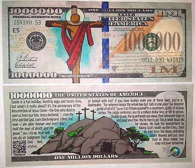 Lot Of 25 Newest Easter Cross Million Dollar Bill Funny Money Gospel Tract Notes • $8.05