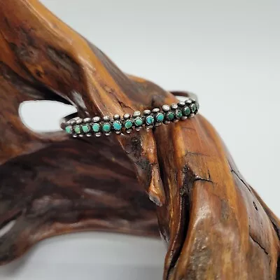 Vintage Zuni Sterling Silver Snake Eye Tourquise Row Bracelet • $50