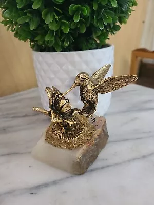 ~ Ron Ronald A Lee Hummingbird On Stone Base- 24k Gold Plated & Signed • $20