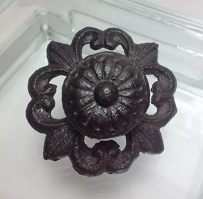 Distressed Cast Iron Cabinet Knob W/ Backplate Fleur De Lis Furniture • $6.99