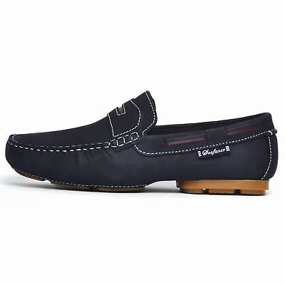£20.34 • Buy Seafarer Yachtsman Mens Leather Smart Casual Slip-On Driving Shoes Loafers Navy