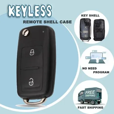 2 Button Flip Remote Car Key Shell Case For Volkswagen Beetle Caddy Passat Seat • $10.90