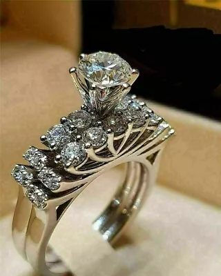 3.00Ct Round Lab-Created Diamond Women Bridal Wedding Ring 14K White Gold Plated • $132.99