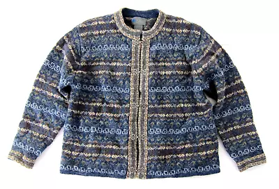 Vintage Squaw Valley 100% Wool Fair Isle Nordic Cardigan Sweater Women Medium • $35.99