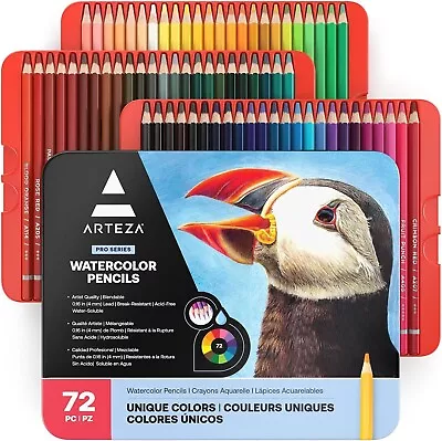 Arteza Colouring Pencils Professional Set Of 72 Colours In A Tin Box Soft Lead • £44.99