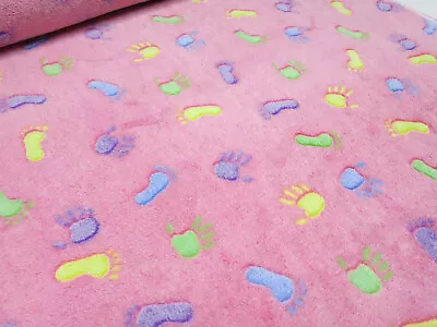 Fabric Residue 17x150 Cm Microfleece Wellness Fleece Feet Hands Pink Colorful Children's Fabric • £1.73