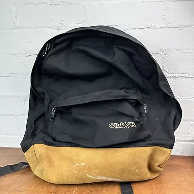 Vintage Outdoor Research Backpack Black Canvas Leather Bottom USA • $16.98