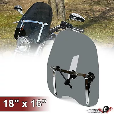 18 X16  Smoke Motorcycle Windshield Universal Fit 7/8'' 1'' 1.25  Handlebar • $48.50