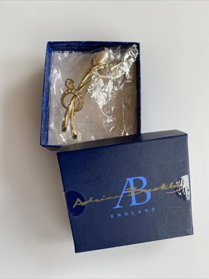 £10 • Buy Adrian Buckley Brooch Pin Rhinestone Faux Pearl Flower Spray Goldtone New