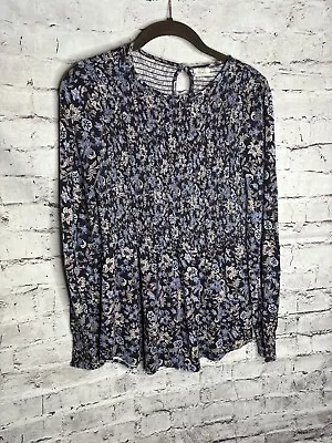 Small Good Hart By Matilda Jane Floral Blue And Purple Long Sleeve Smocked Top • $24.50