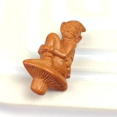 £16 • Buy Vintage Orange Plastic Pixie Brooch Cornwall Souvenir Cornish Devon Fairy Fungi