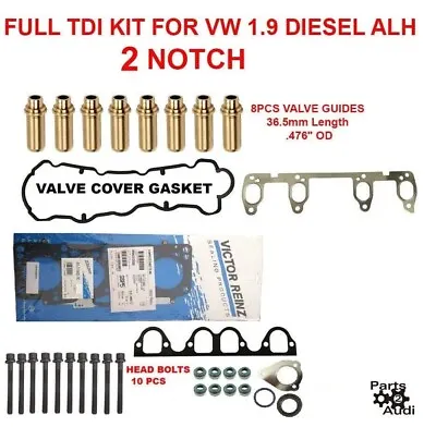 $128 • Buy Cylinder Head Gasket Set W Bolts, & Valve Guides VW TDI 1.9 ALH  2 NOTCH 