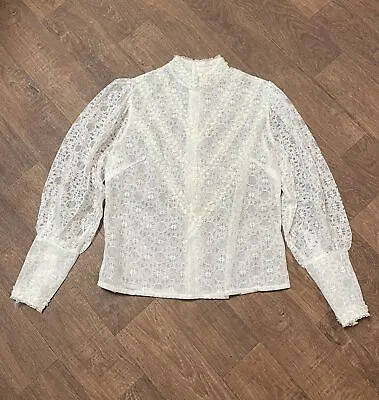 Boho Blouse | 1970s Vintage Cream Lace Victoriana Blouse Size 12 Retro Hippy • £34