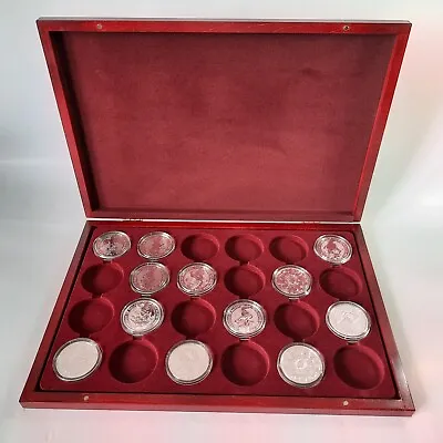 Wooden Coin Tray Cabinet Case Gold Silver Collection Box 24 Slots Queens Beasts • £99.95