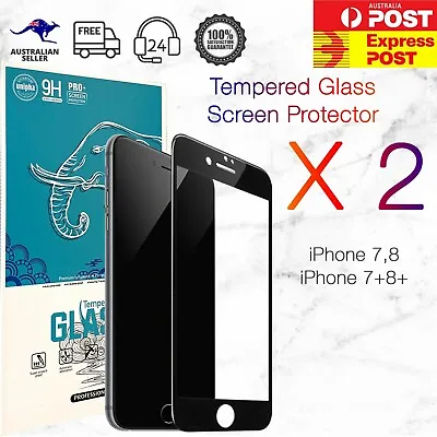 $6.95 • Buy IPhone 7 8 7+ 8+Full Coverage Black Edge To Edge Tempered Glass Screen Protector