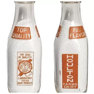 HOULTON ME FARMS DAIRY Maine Quart Milk Bottle AROOSTOOK COUNTY Filled & Capped • $39.95