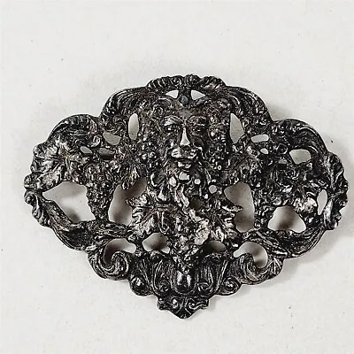 Vintage Coro Silver Gray Lion Head Leaves Grapes Filigree Pin Brooch  • $24.95