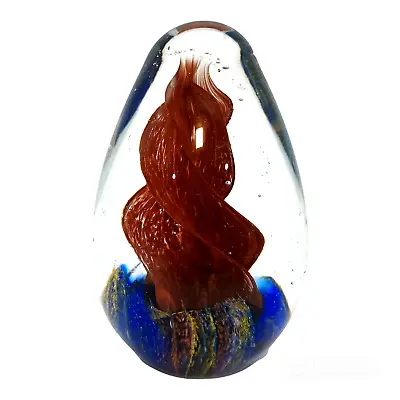 Vintage MURANO Maroon Swirl Multicolored EGG ART GLASS Paperweight Figurine • $19.99
