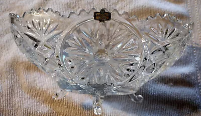 KRISTAL ZAJECAR Oval Footed Crystal Bowl Yugoslavia • $19.99