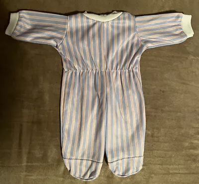 Vintage Dolls Clothes All In One Suit Soft Pink/Blue Stripes • $3