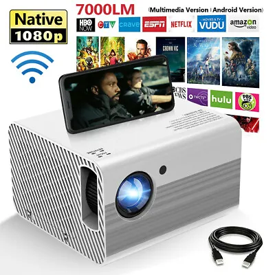 $205.99 • Buy 1080P HD Bluetooth Wifi LED Movie Multimedia Projector Home Theater 7000 Lumen