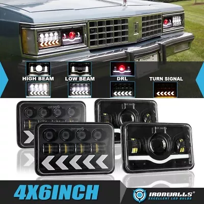 $104.99 • Buy 4X LED Headlights Black High-Low DRL Turn Signal For Oldsmobile Delta 88 1976-86