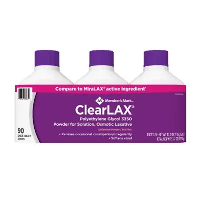 Member'S Mark Clearlax Polyethylene Glycol 3350 Powder 17.9 Oz 3Pk FREE SHIPPING • $33.73