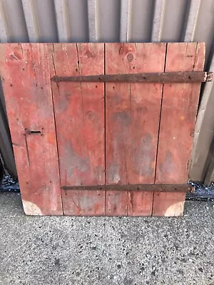 Vintage Mid 19th Century PA Barn Door With Strap Hinges 39.25” W X 40” H RED • $275