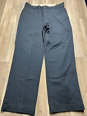 Vintage Dickies Twill Work Pants Made In USA Navy Blue 34x30 • $27.29