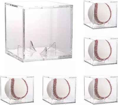 6 Pack Acrylic Cube Baseball Holder UV Protected Baseball Display Case Box Clear • $21.37