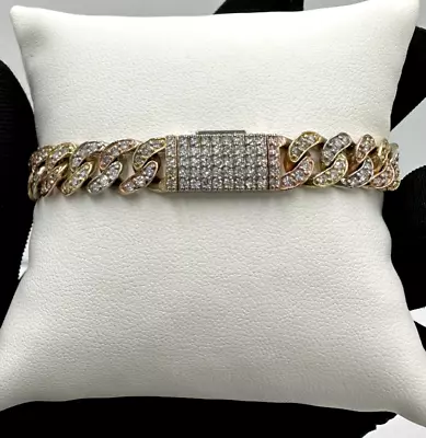 14kt Solid Gold Diamond Bracelet Cuban Link Mens 7.5   4 Ct Of Diamonds 9mm • $5800