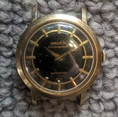 1955 Gruen Continental Bar Harbor Autowind 17 Jewel Wristwatch Parts/Repair • $76