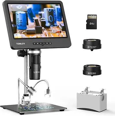 Digital Microscope 10 LCD 1500x Magnification HD Video W LED Light 3D Soldering • £337.99