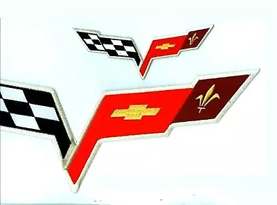 CORVETTE RACING TEAM C-6 METALLIC Iron-on 15  + 6  VETTE RACING LOGO 2-PATCH SET • $34.99