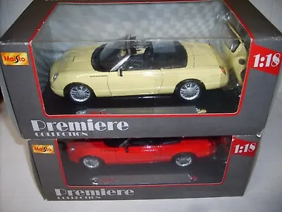Maisto Ford Thunderbird Show Car Convertible 1:18 Scale Diecast 2002 Yellow Red • $77.77