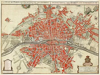 11969.Decoration Poster.Home Interior Design.Room Wall Decor.Vintage Paris Map • $51