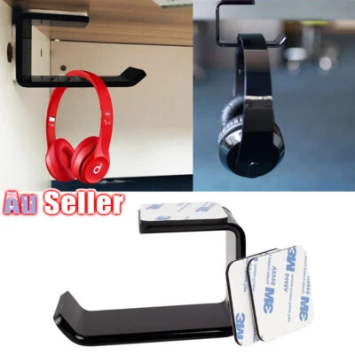 $9.95 • Buy New Clever Under Desk Mount Holder Tape Hook Headphone Stand Hanger Dual Headset