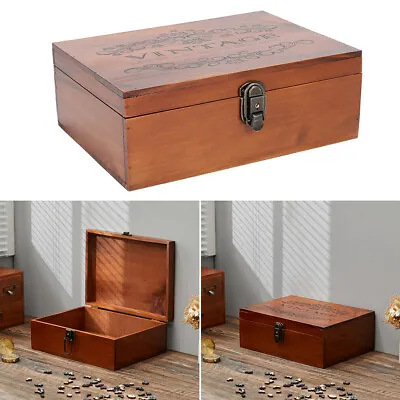 Vintage Wooden Storage Boxes Gift Box Memory Keepsake Chest Organizer Case W/Key • £7.95