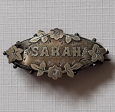 Antique Edwardian Sterling Silver Name Brooch - SARAH - Original Box  • £59.99